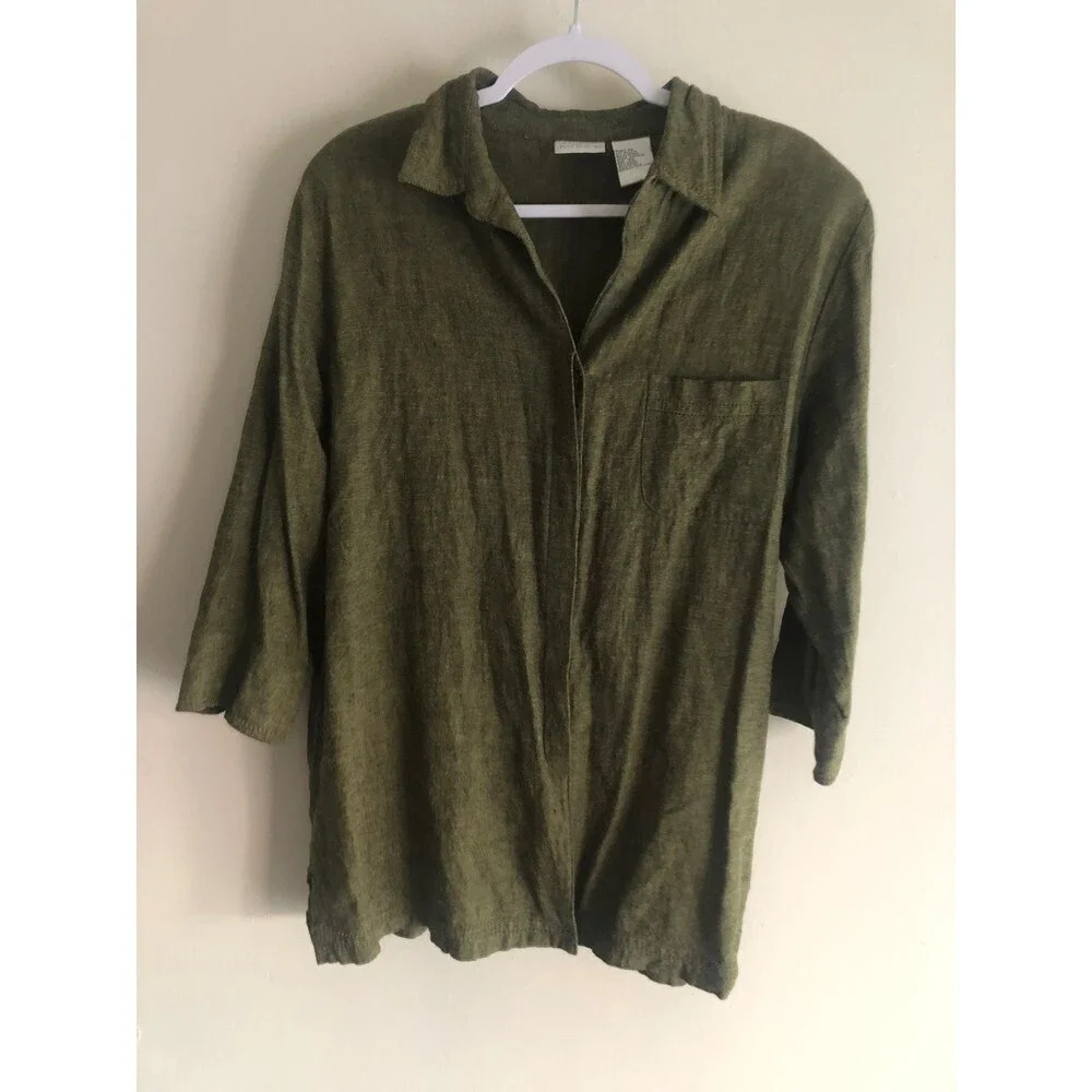 koret back floral embroidered linen blend shirt